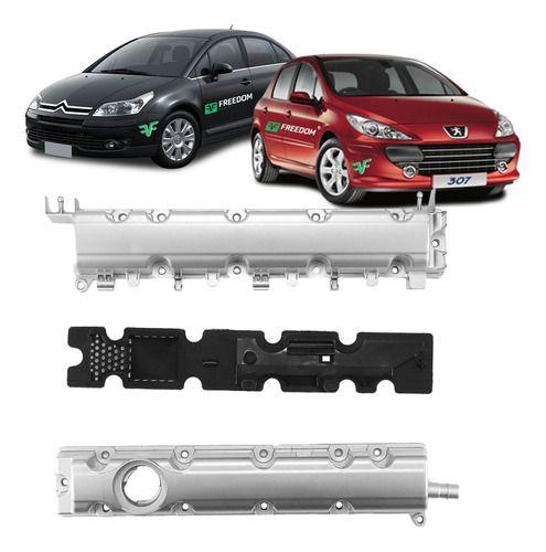 Imagem de Tampa de valvula motor citroen c4 c5 peugeot 307 308 407 408 2.0 16v 2005 á 2016 (exaustão e admissão) alumínio