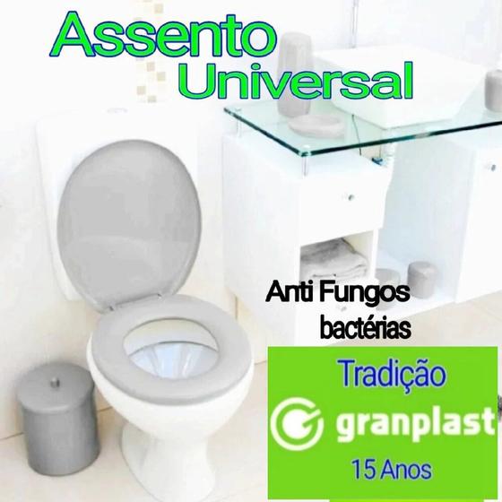 Imagem de Tampa de vaso cinza sanitario universal oval todos vasos  Oval marcia e confortavel