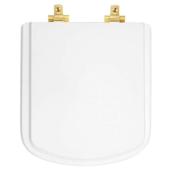 Imagem de Tampa de Vaso Com Fechamento Lento Bali Branco para louça Incepa com Ferragem Dourada