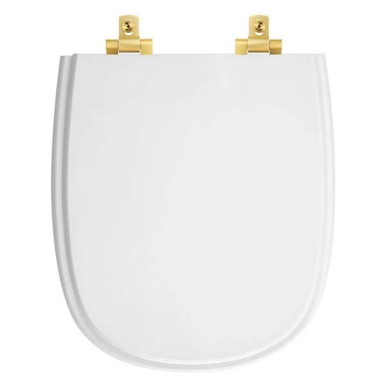 Imagem de Tampa de Vaso Com Fechamento Lento Sabatini Branco para louça Icasa com Ferragem Dourada