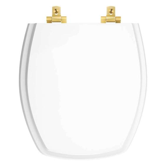 Imagem de Tampa de Vaso Com Fechamento Lento Thema Branco para louça Incepa com Ferragem Dourada