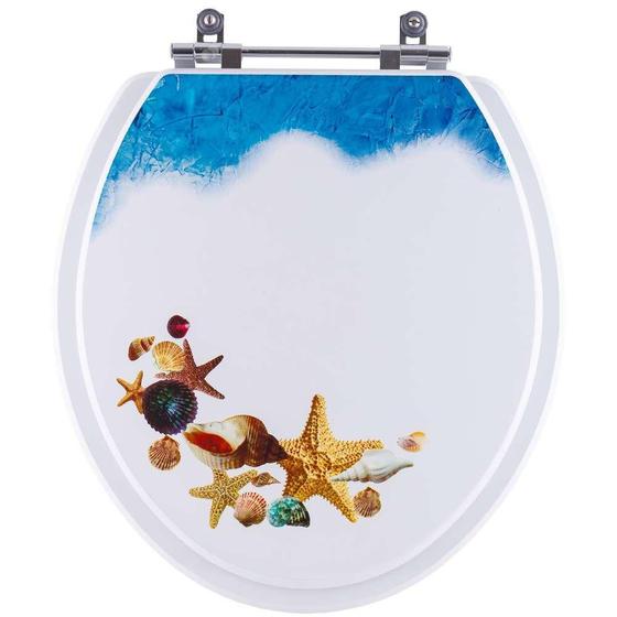Tampa de Vaso Decorado Fundo do Mar Targa para bacia Deca Universal - Pontto Lavabo Imagem de Tampa de Vaso Decorado Fundo do Mar Targa para bacia Deca Universal