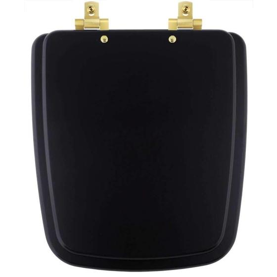 Tampa de Vaso MDF Com Amortecedor Boss Matte Black para Bacia Incepa com Ferragem Dourada - Pontto Lavabo Imagem de Tampa de Vaso MDF Com Amortecedor Boss Matte Black para Bacia Incepa com Ferragem Dourada