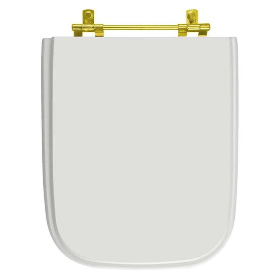 Imagem de Tampa de Vaso Poliester Tivoli Branco para bacia Ideal Standard Com Ferragem Dourada
