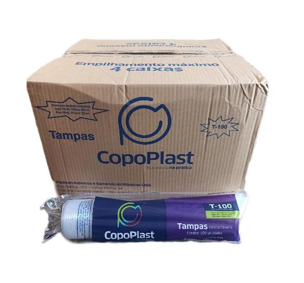 Imagem de Tampa descartável transparente T-100 - Copoplast - Caixa com 2.000 unidades