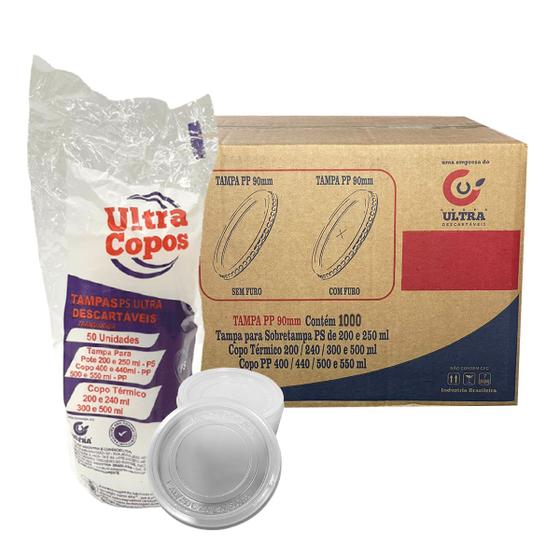 Imagem de Tampa P/Copo 400ml 500ml Copo Isopor 240/300ml S/furo C/1000