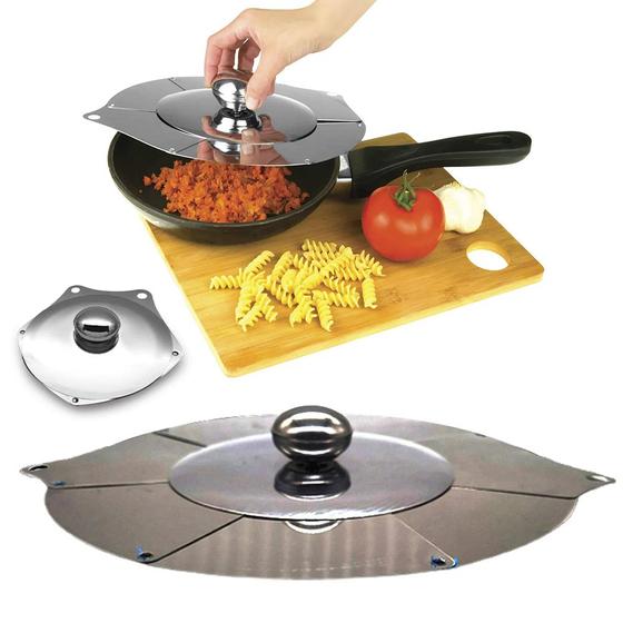 Imagem de Tampa Panela Frigideira Universal Tamanho Regulavel Ajustavel Inox Aumenta Diminui Cocçao Cozinha Casa Culinaria