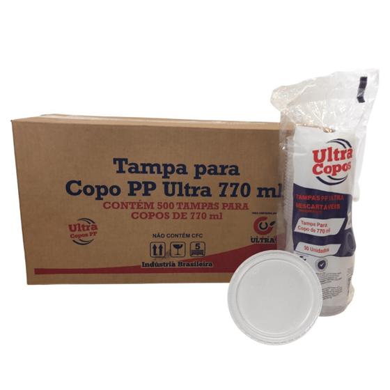 Imagem de Tampa Para Copo 770Ml Transparente Sem Furo Pp C/500 Ultra