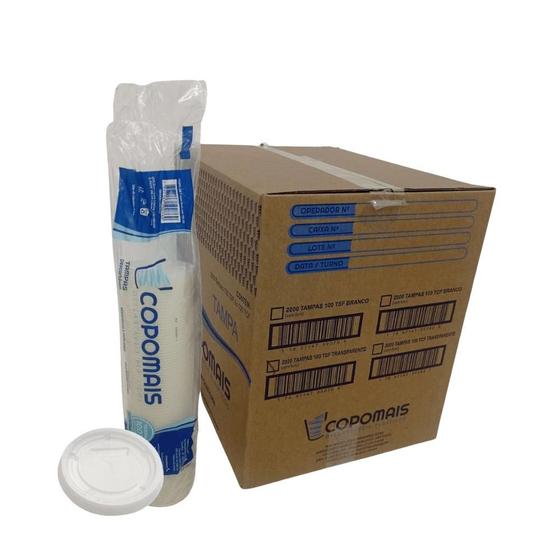 Imagem de Tampa para Pote de 100ml e copos de 180/200ml Transparente Copomais com 2.000 unidades