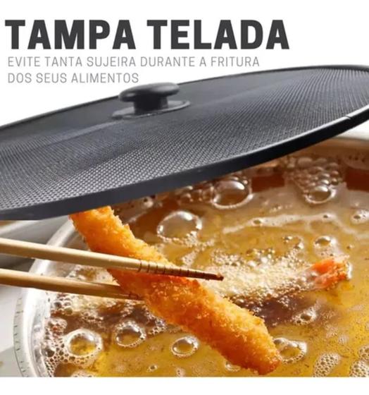 Imagem de Tampa Telada Metálica Para Frituras Panela Frigideira 29 Cm