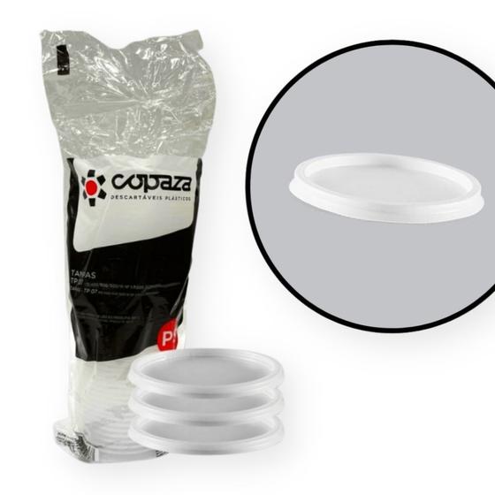 Imagem de Tampa TP08 Translúcida SEM Furo para Copo 550ml/700ml/770ml e Pote 500ml/400ml/300ml Copaza - pct 50 Unidades