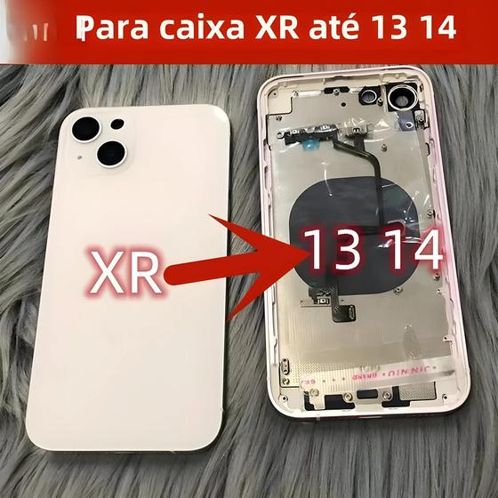 Imagem de Tampa Traseira para iPhone XR, 13 e 14 - Kit de Reparo DIY com Bateria e Frame Médio