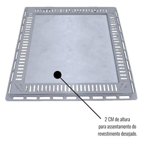 Imagem de Tampao 80 x 80 simples rebaixado  c/grelha casa de maquina cinza martelado 010