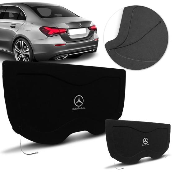 Imagem de Tampão Porta Malas A180 A200 A220 45 AMG 2012 a 2017 Carpete Preto sem Furos + Cordinha