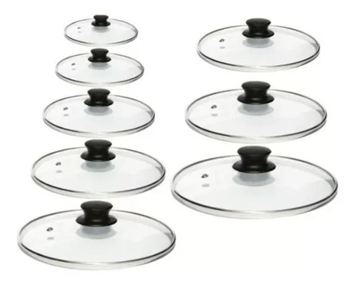 Tampas De Vidro Temperado c/ Saída á Vapor Números: 14,16,18,20,22,24,26,28,30,32 Resistente Menor preço em Tampas De Vidro Temperado c/ Saída á Vapor Números: 14,16,18,20,22,24,26,28,30,32 Resistente