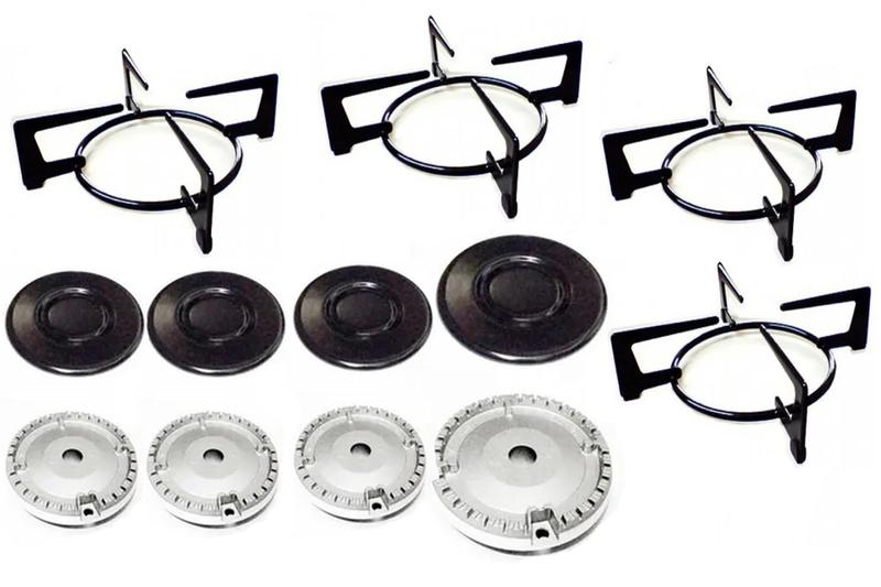 Tampinhas + Grades + Queimadores p/ Fogão Cooktop Fischer 4 Bocas