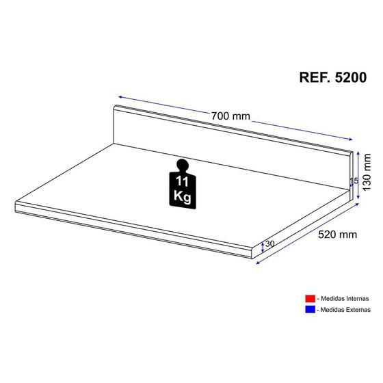 Imagem de Tampo Multimóveis Multiuso MDP 30mm para balcão 70 cm Ubatuba REF.5200