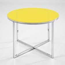 Imagem de Tampo redondo de vidro temperado amarelo para mesa 90cm