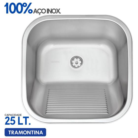 Tanque Cuba Aço Inox 40x40cm Tramontina Casa Lavanderia 25Lt Menor preço em Tanque Cuba Aço Inox 40x40cm Tramontina Casa Lavanderia 25Lt