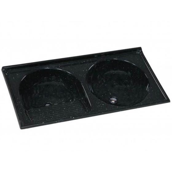 Tanque de Granito Sintético Duplo N2 com 110x55cm Preto - 500208 - A.J.RORATO Menor preço em Tanque de Granito Sintético Duplo N2 com 110x55cm Preto - 500208 - A.J.RORATO