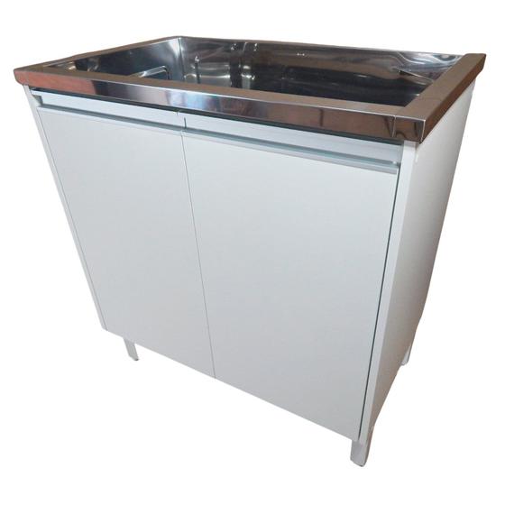 Imagem de Tanque de lavar Grande em Inox 47L Com Gabinete MDF 82cm