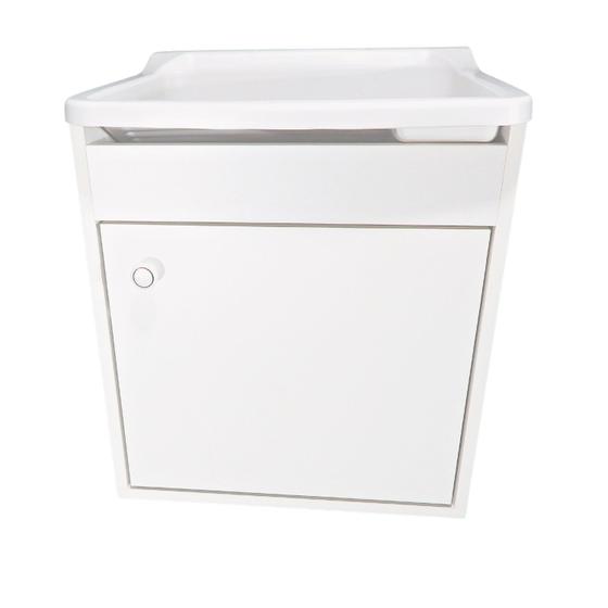 Tanque de Lavar Plástico 22L Com Gabinete MDF Para Parede 46cm Menor preço em Tanque de Lavar Plástico 22L Com Gabinete MDF Para Parede 46cm