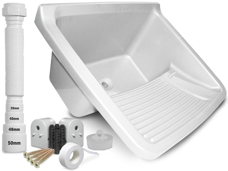 Tanque De Plastico 22 Litros 43x 46x24cm Para Lavar Roupas Lavanderia Sifão Universal Kit Instalação Bucha Parafuso Veda Rosca é boa?