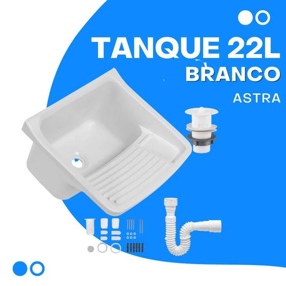 Imagem de Tanque de Plastico p/ Lavar Roupa 22L + Sifão - Astra + Kt Instalação Completo