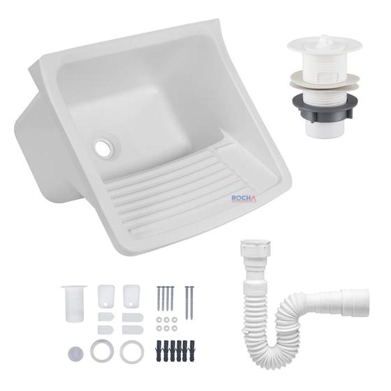 Tanque de Plastico p/ Lavar Roupa 23L + Sifão Menor preço em Tanque de Plastico p/ Lavar Roupa 23L + Sifão