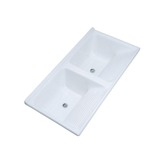 Tanque Duplo Decoralita Premium Marmore Sintético 120 x 60Q Branco Gelo Menor preço em Tanque Duplo Decoralita Premium Marmore Sintético 120 x 60Q Branco Gelo