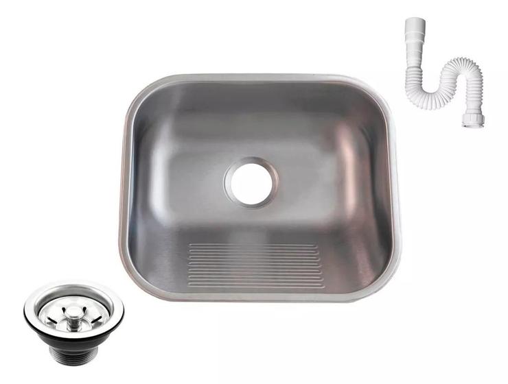 Imagem de Tanque Inox 304 Fosco 40x34 Pequeno Sobrepor E Embutir 18l