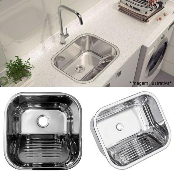 Imagem de Tanque Inox 40 x 40 22 Litros  Embutir E Sobrepor lavanderia