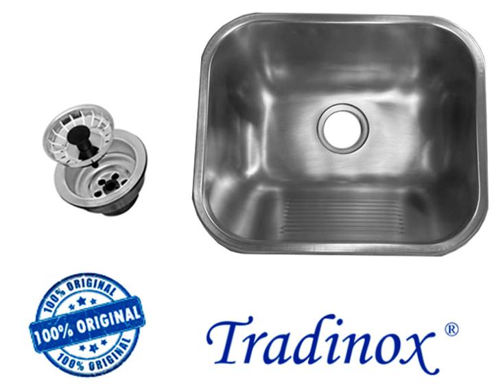 Imagem de Tanque Inox 40x34 (AÇO 304) - ACETINADO - TRADINOX + válvula