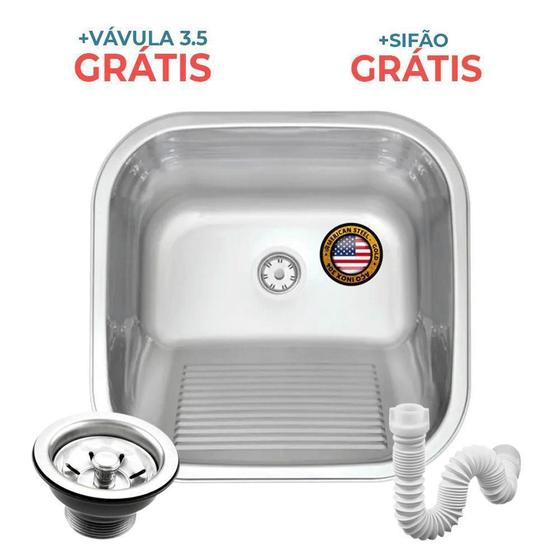 Imagem de Tanque Inox 40X34 Fosco Sobrepor E Embutir +Válv American