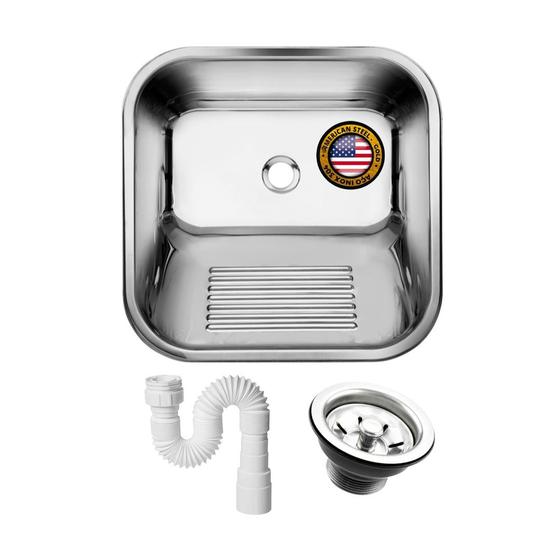 Tanque Inox 40x34 - Sobrepor E Embutir + Válvula As inox 304 Menor preço em Tanque Inox 40x34 - Sobrepor E Embutir + Válvula As inox 304