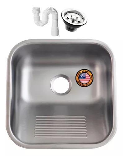 Imagem de Tanque Inox 40X40 Pequeno 304 Fosco - Sobrepor-Embutir+Válv