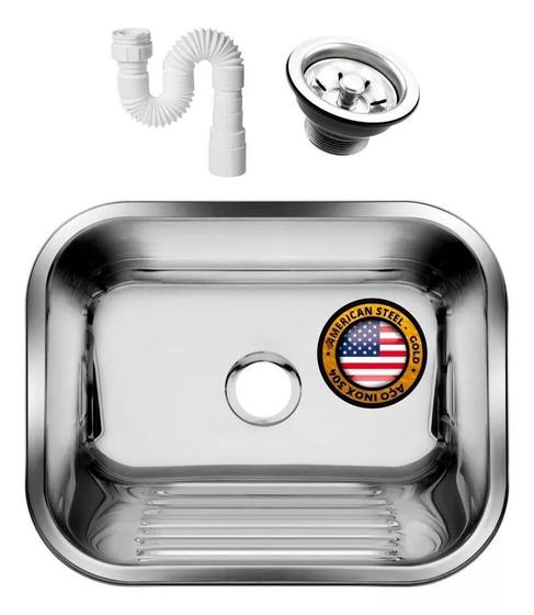 Tanque Inox 50X40 - Sobrepor E Embutir + Válvula American Steel 304 - AS Imagem de Tanque Inox 50X40 - Sobrepor E Embutir + Válvula American Steel 304