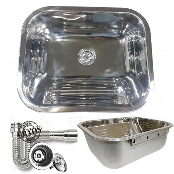 Tanque inox 50x40x23cm fixacao na parede com parafusos Menor preço em Tanque inox 50x40x23cm fixacao na parede com parafusos