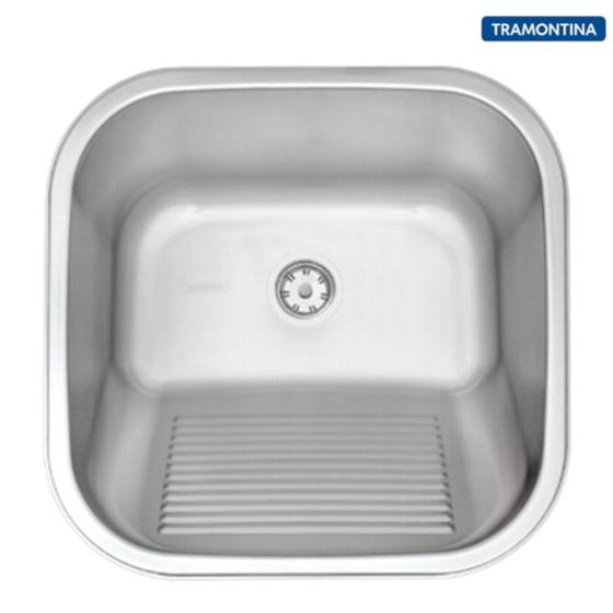 Imagem de Tanque Inox de Encaixe Hera 23L Tramontina Acetinado 40x40 94403107 + válvula + sifão