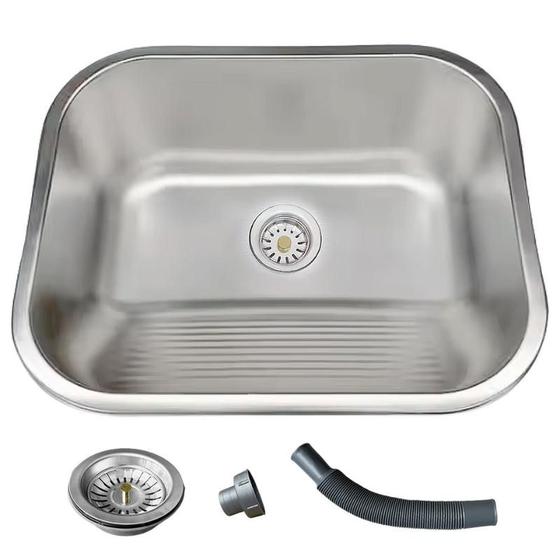 Imagem de Tanque Inox Lavanderia 55x45 Com Válvula Aço Inox Brinovar