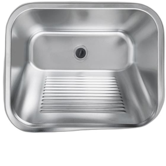 Imagem de Tanque Inox Lavanderia 55X45 Com Válvula Aço Inox Brinovar