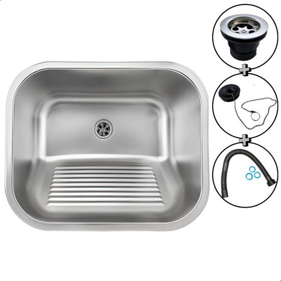 Imagem de Tanque Inox Lavanderia Aço Inoxidável Escovado 50x45 cm - SOFT INOX