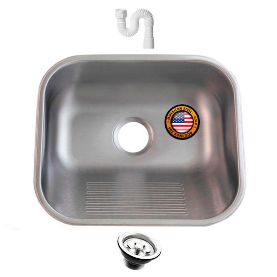 Imagem de Tanque Inox Monobloco Fosco 40x34 Cm Com Sifão American inox 304