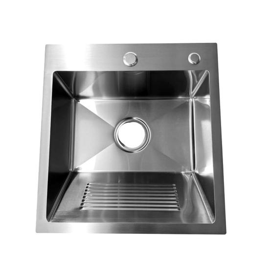 Imagem de Tanque Inox Quadrado Escovado Para Lavanderia 45x48x20cm