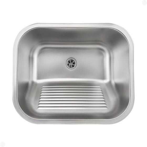 Imagem de Tanque lavanderia aço inox escovado 55x45 com válvula