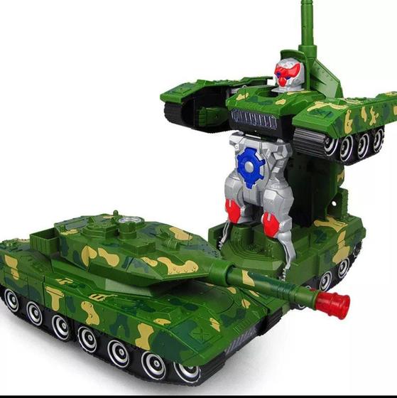 Imagem de Tanque Militar Brinquedo Transformers Carro Vira Robo Com Som E Luz - FUNGAME