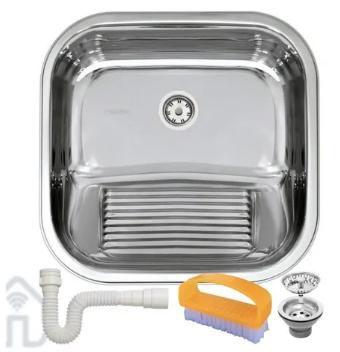 Imagem de Tanque Tramontina Inox 40x40cm Lavanderia Prime Hera 25L Polido Brilho 94403/407 C/Sifão e Escova