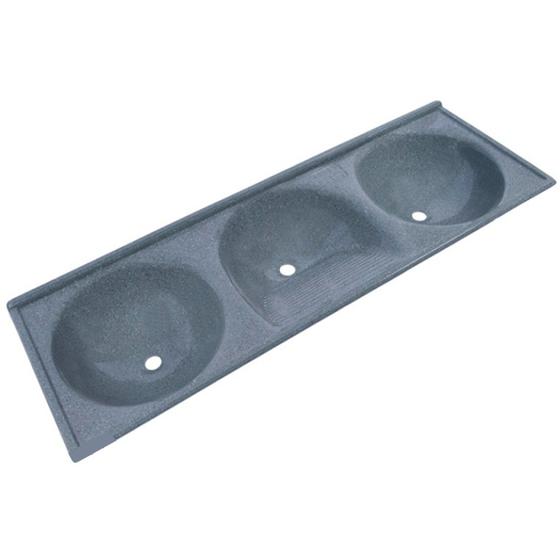 Tanque Triplo Decoralita Premium Marmore Sintético 155 x 55 Cinza Real Menor preço em Tanque Triplo Decoralita Premium Marmore Sintético 155 x 55 Cinza Real