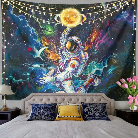 Imagem de Tapeçaria QCWN Trippy Astronaut Galaxy Space Poliéster 150x13