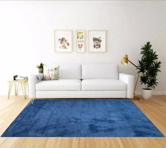 Imagem de Tapete 200 x 300 toque macio apolo casa quarto sala fácil de limpar ótimo acabamento loja autorizada-azul